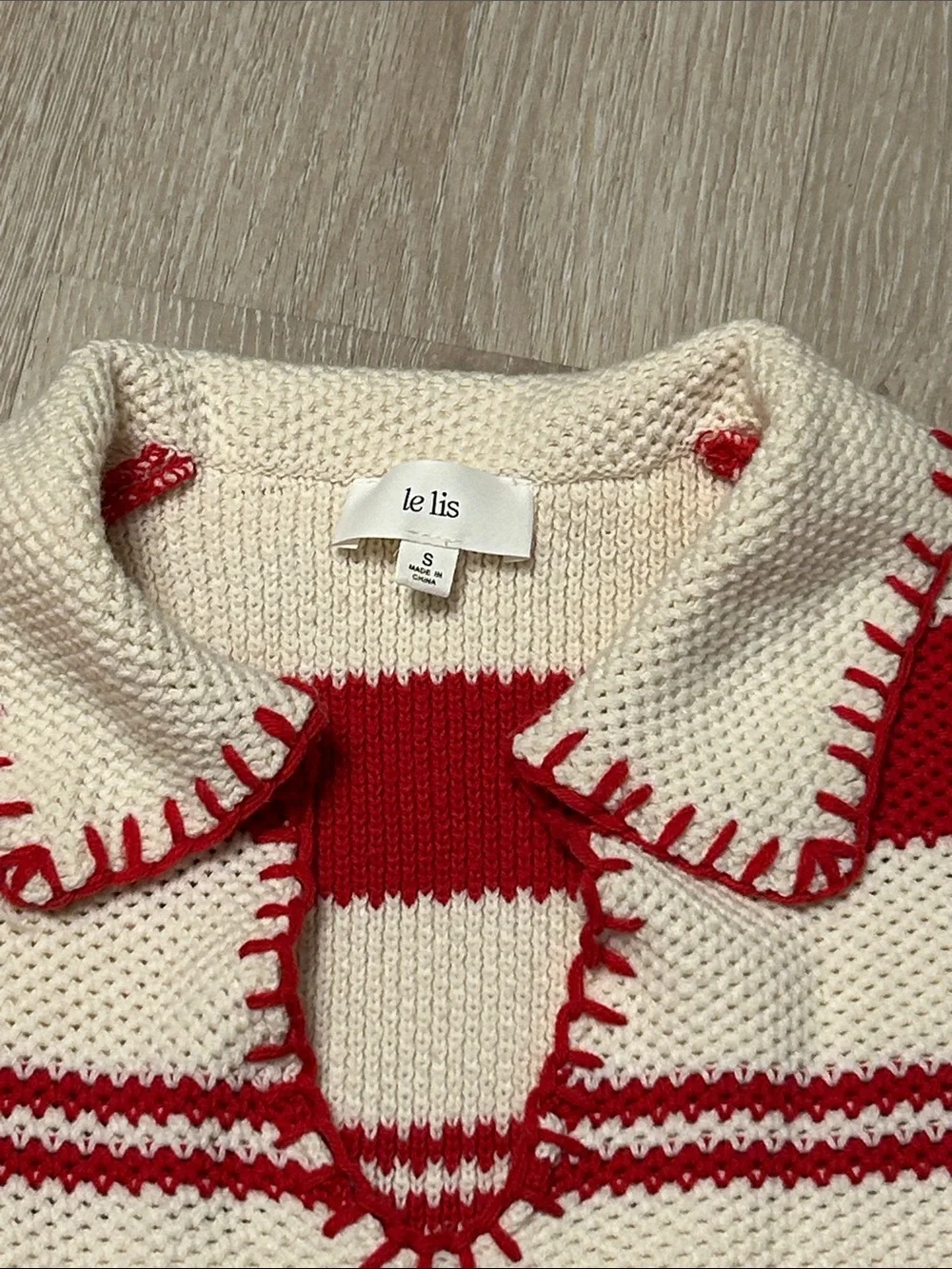 Le Lis Red Striped Sleeveless Semi Cropped Polo Knit Blouse Sz S